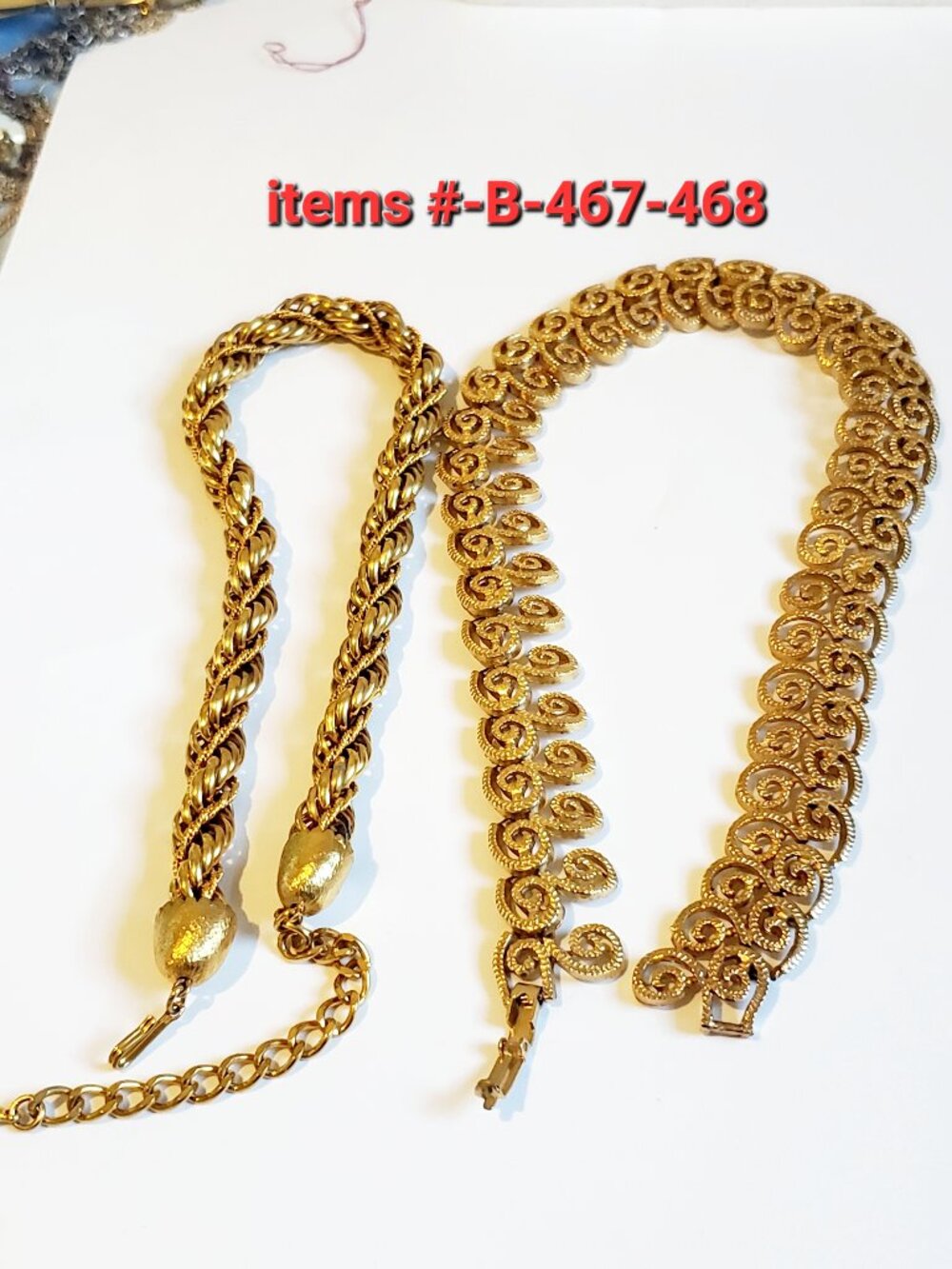 2 Gold Necklaces, items # B-467-468,  wt. 148 grams.